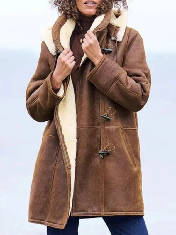 Chaqueta de mujer Cozy Shearling con capucha – Cálida y cómoda
