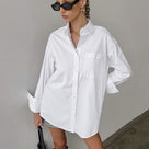 Blusa blanca extragrande para mujer con mangas largas