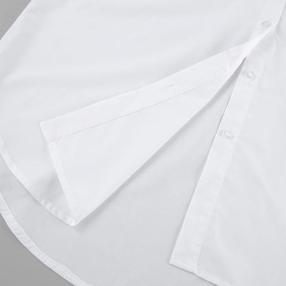 White Oversized Blouse for Women with Long Sleeves