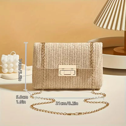Woven clutch with gold closure