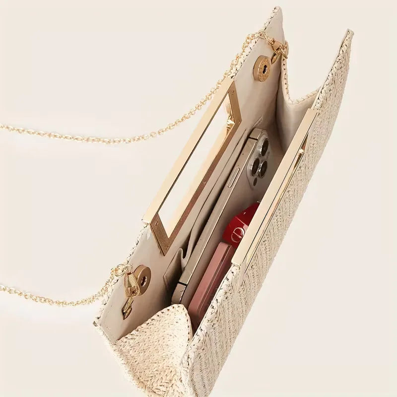 Woven clutch with square handle