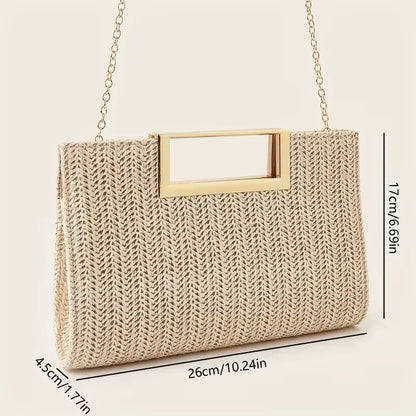 Woven clutch with square handle