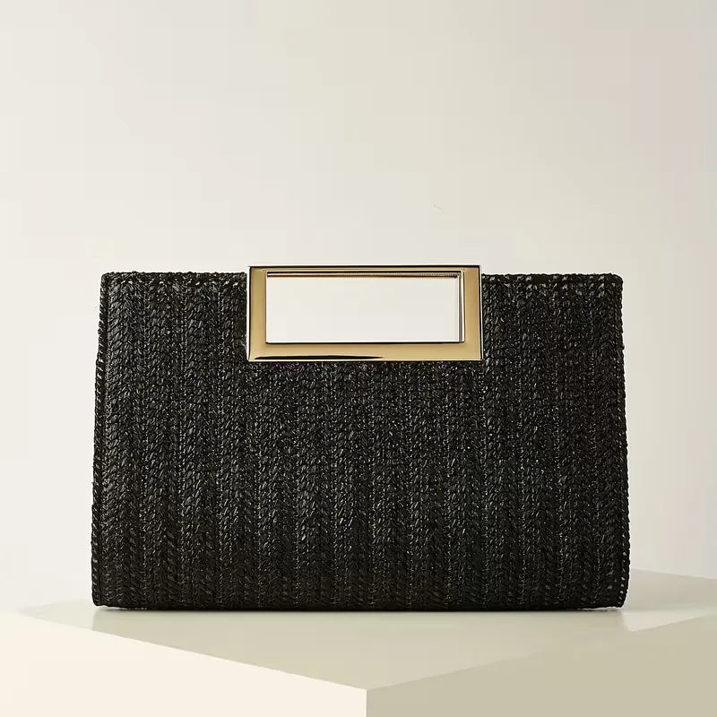 Woven clutch with square handle
