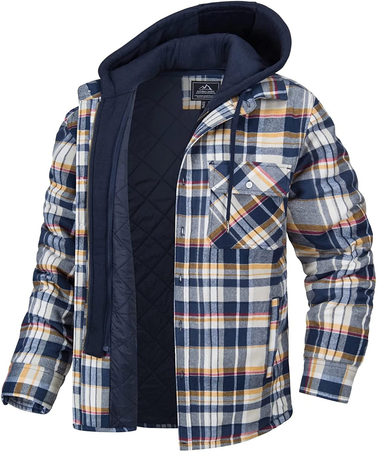 Chaqueta de cuadros para hombre con capucha - Piolo