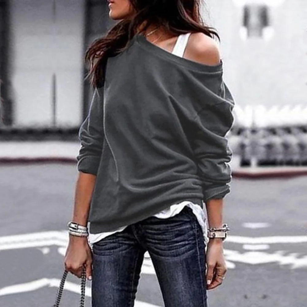 One off-shoulder loose warm women's sweater - Beatrix