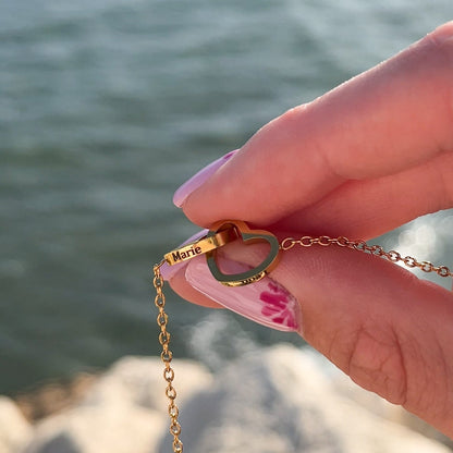 Gift Set with Real Rose & Double Heart Necklace