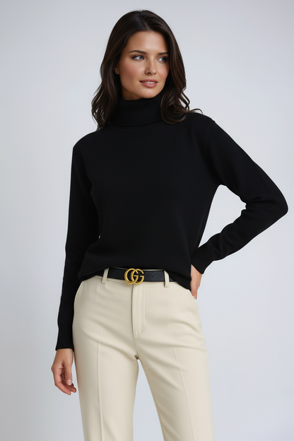 Soft Knitted Roll Neck Jumper for Women - Warm, Comfortable, and Stylish
