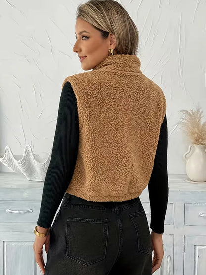 Zipped Gilet with Faux Shearling