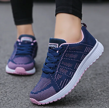 Sporty Sneakers with Breathable Mesh and Laces for Women