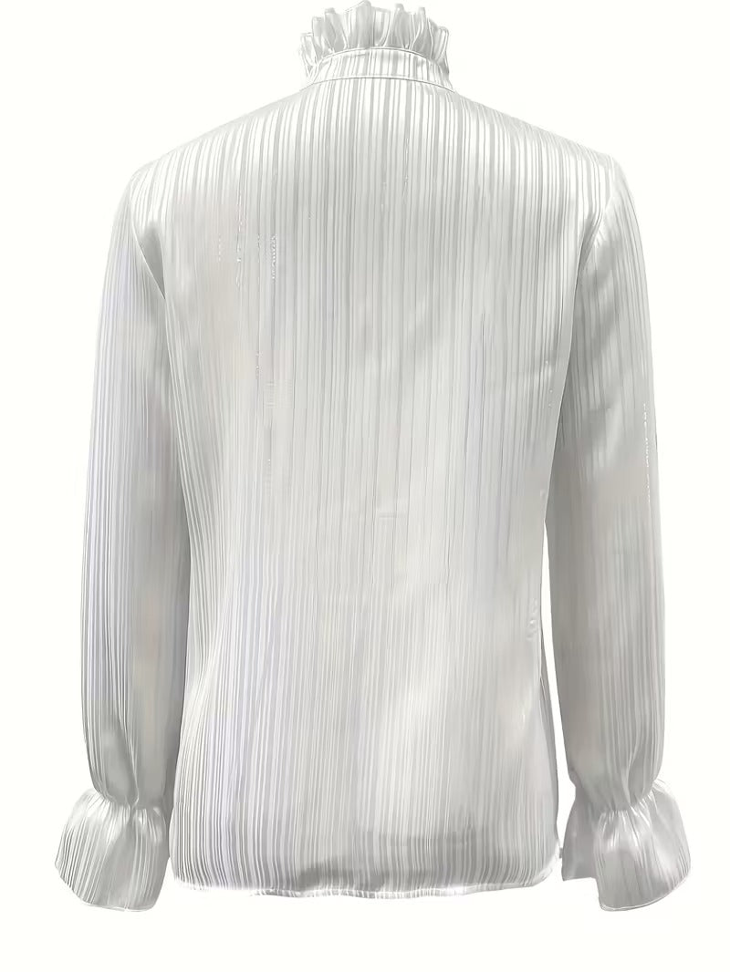 Elegante weiße Bluse mit Rüschen und langen Ärmeln für Damen
