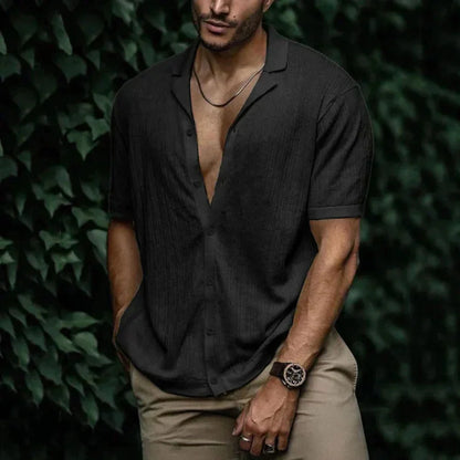 Men's Linen Summer Shirt with Button Closure