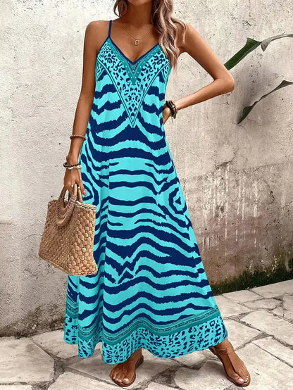Maxi dress with leopard print