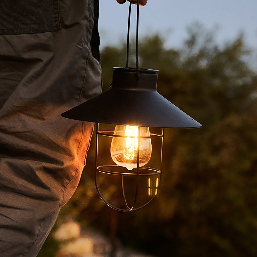 Set di 2 lanterne solari rétro – Lampade vintage da appendere in giardino e sul balcone