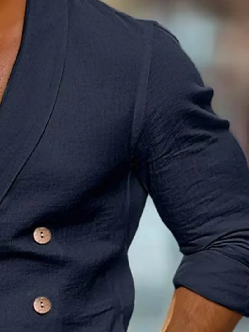 Blazer slim avec boutons en bois