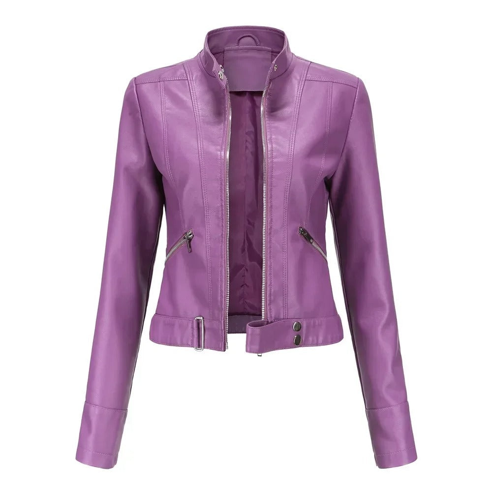Leather Ladies Jacket with Pockets - Sanda