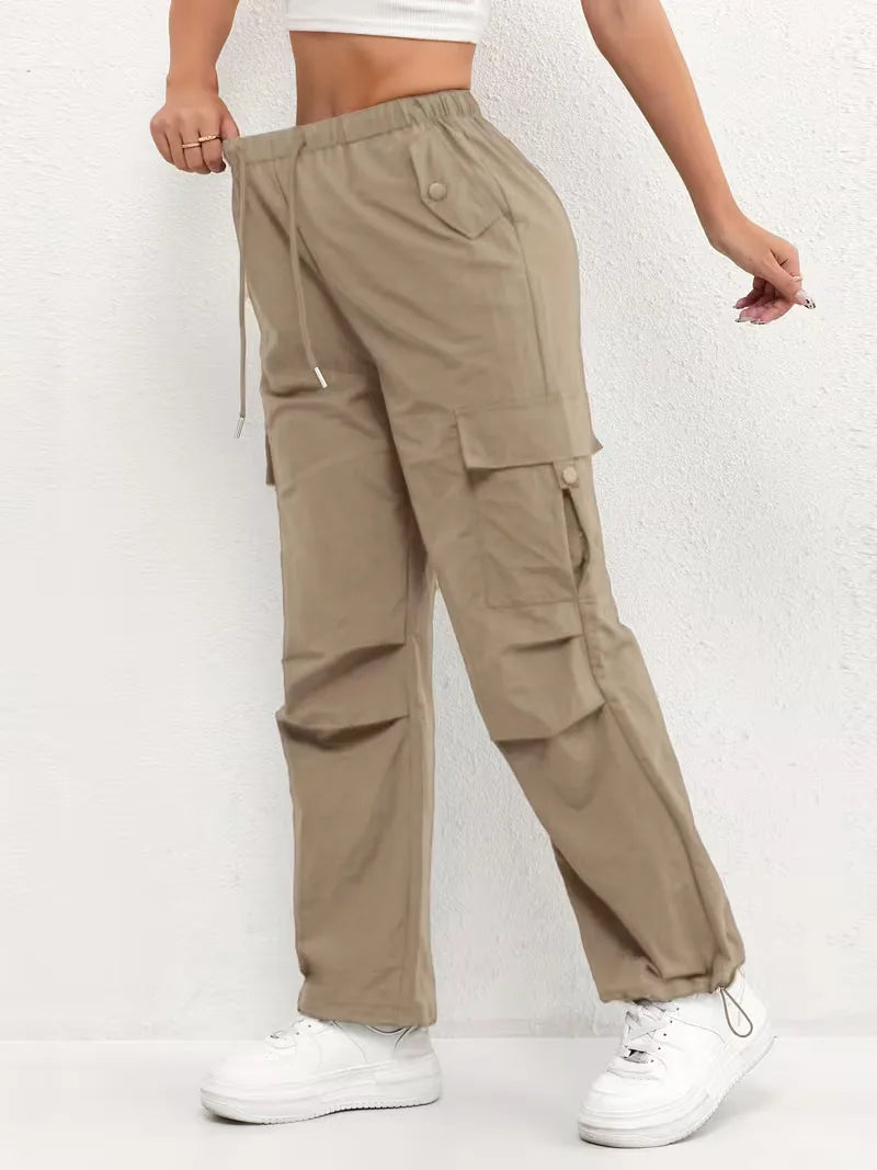 High-Waisted Cargo Trousers