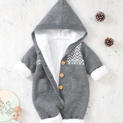 Baby knitted jumpsuit with hood – Warm and comfortable