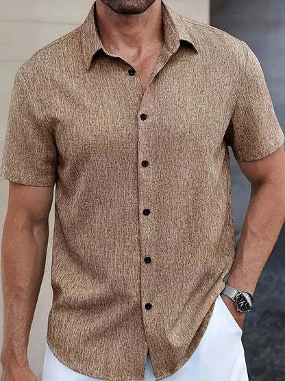Chemise à manches courtes coupe régulière avec col en V