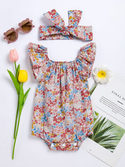 Baby romper with floral pattern – Soft cotton and comfortable