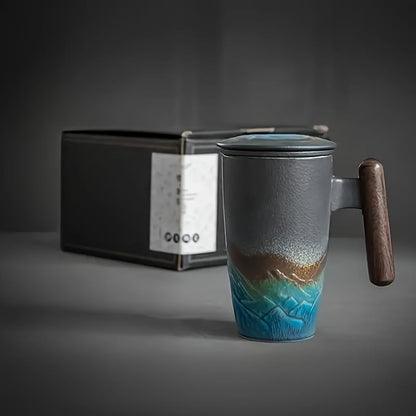 Handmade Ceramic Tea Mug with Strainer – Authentic Design and Practical Use