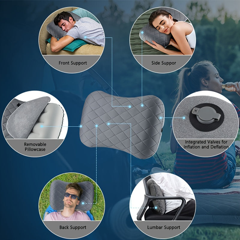 Almohada ergonómica inflable para acampar – Ideal para brindar apoyo al cuello y la zona lumbar durante excursiones y acampadas