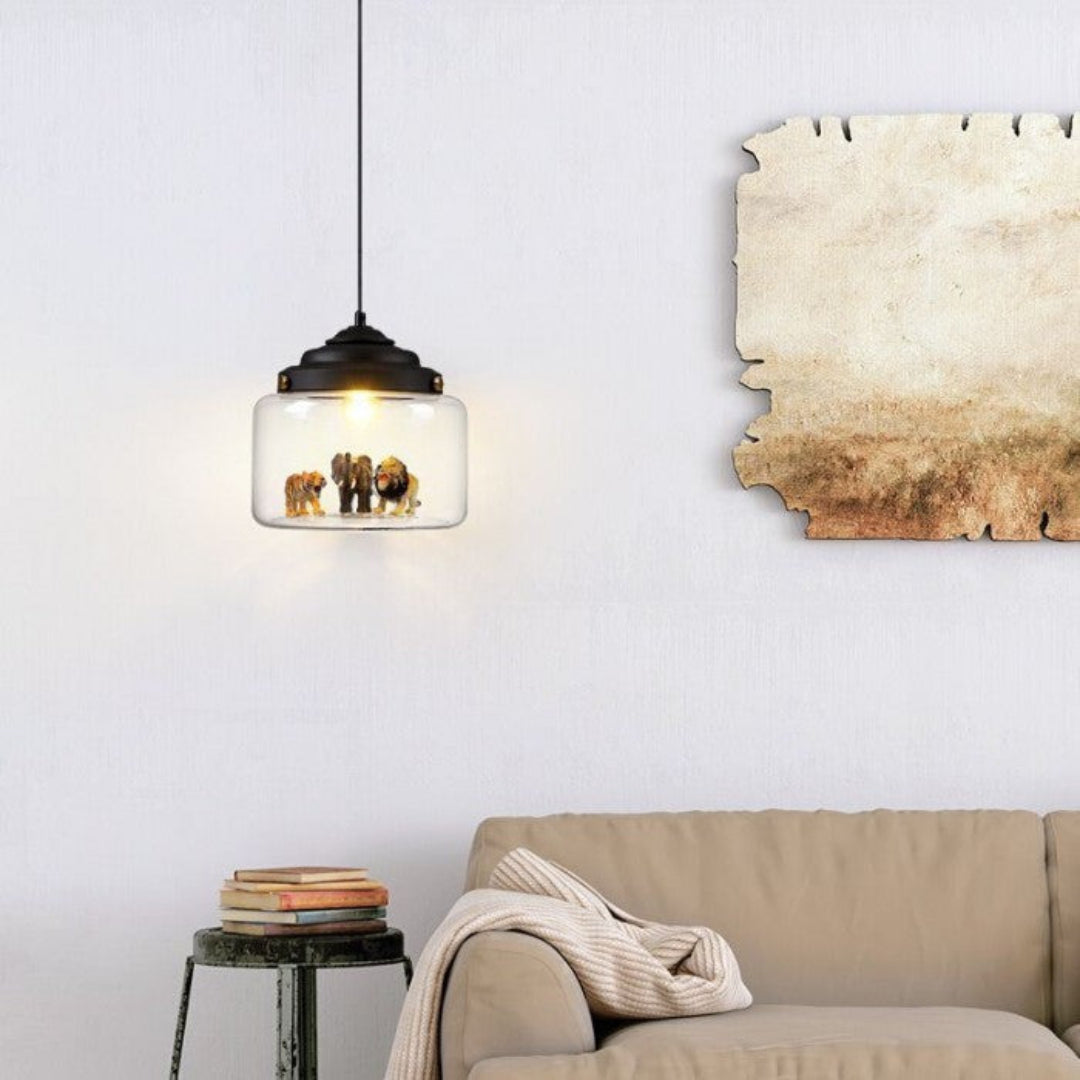 Petit Zoo in Glass Pendant Lamp – Unique Atmosphere with Miniature Animals