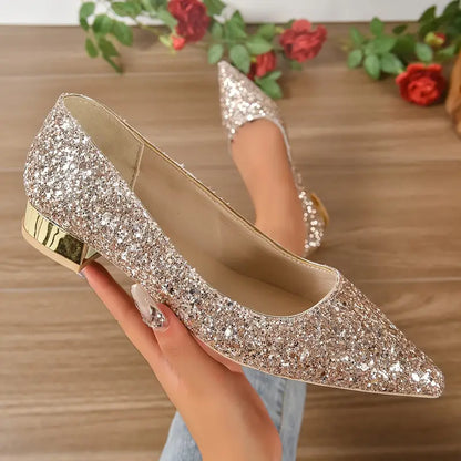 Ladies' Sparkling Glitter Ballerinas with Pointed Toe