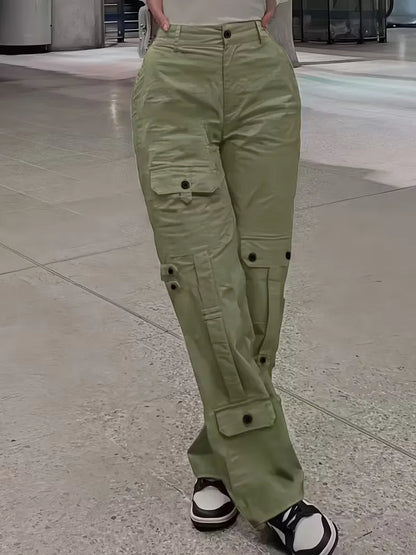 High-Waisted Cargo Trousers