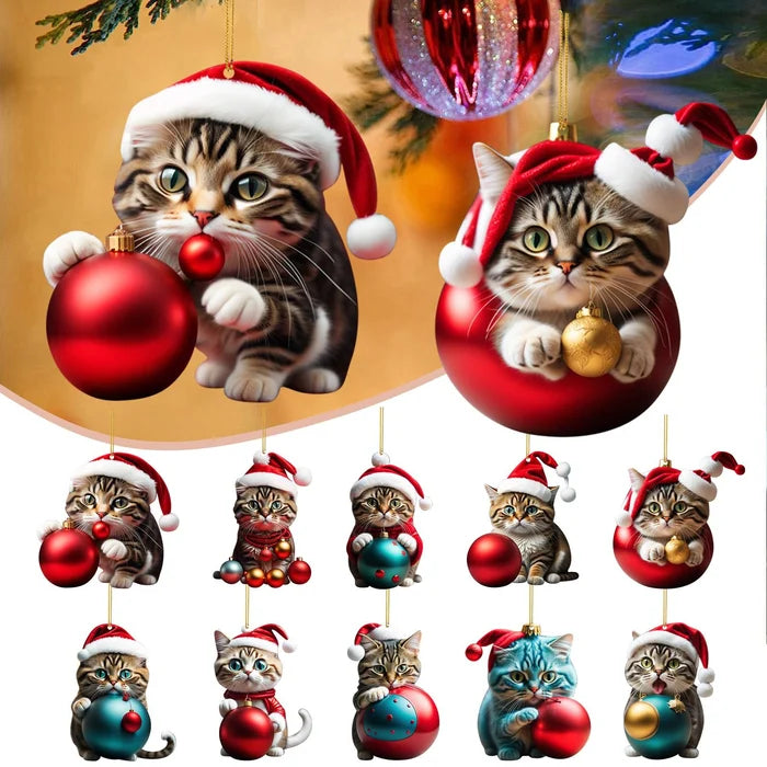 Decorazione natalizia a forma di gatto - Graziosa decorazione festiva per l'albero