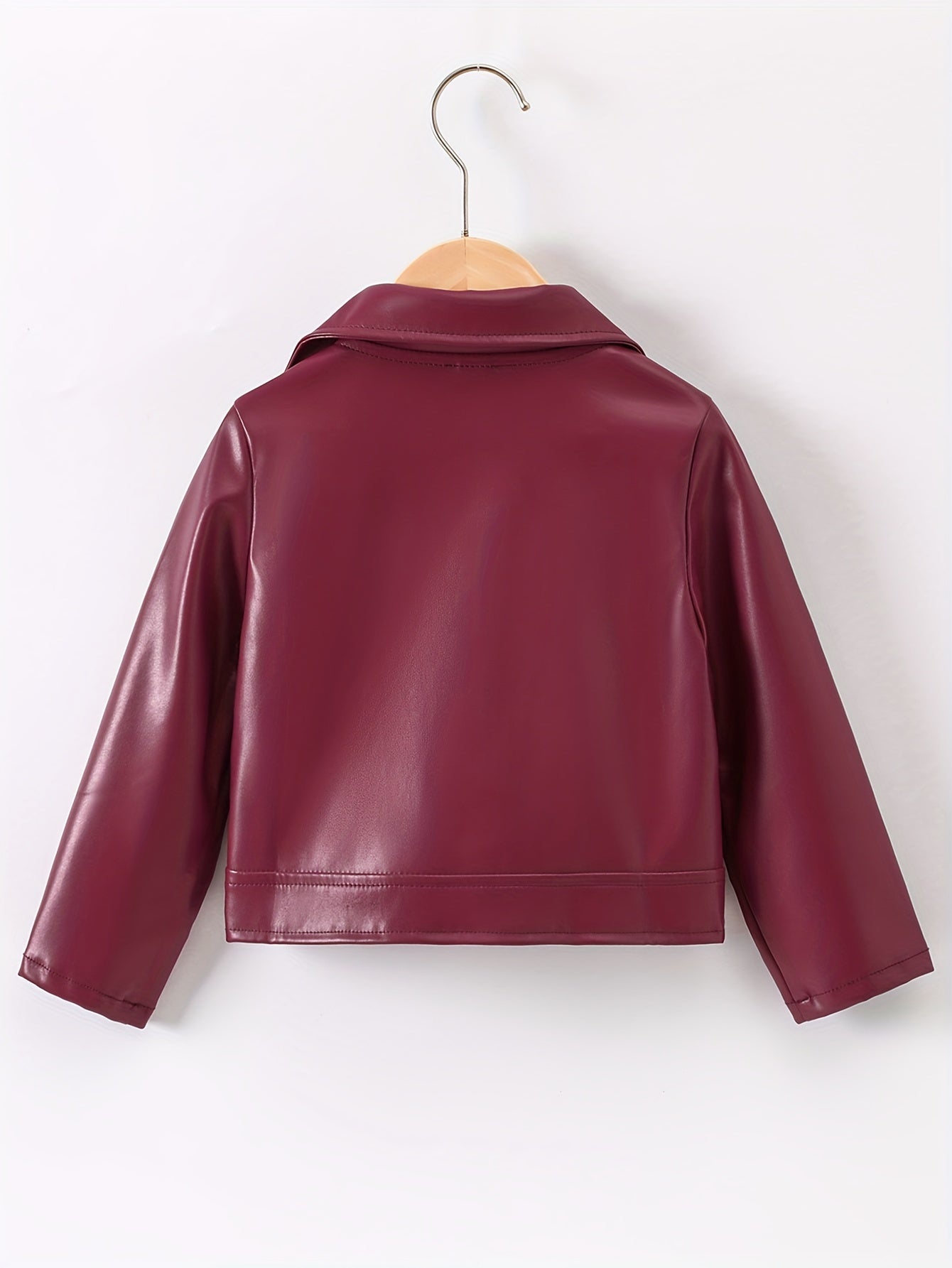 PU Leather Reversed Collar Asymmetrical Zip Jacket for Spring and Autumn - Zaira