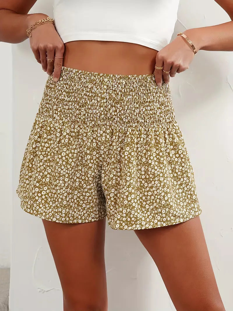 Shorts taille haute avec motif floral