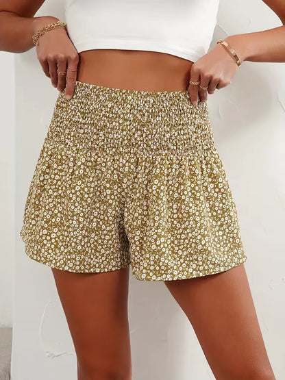 Shorts taille haute avec motif floral