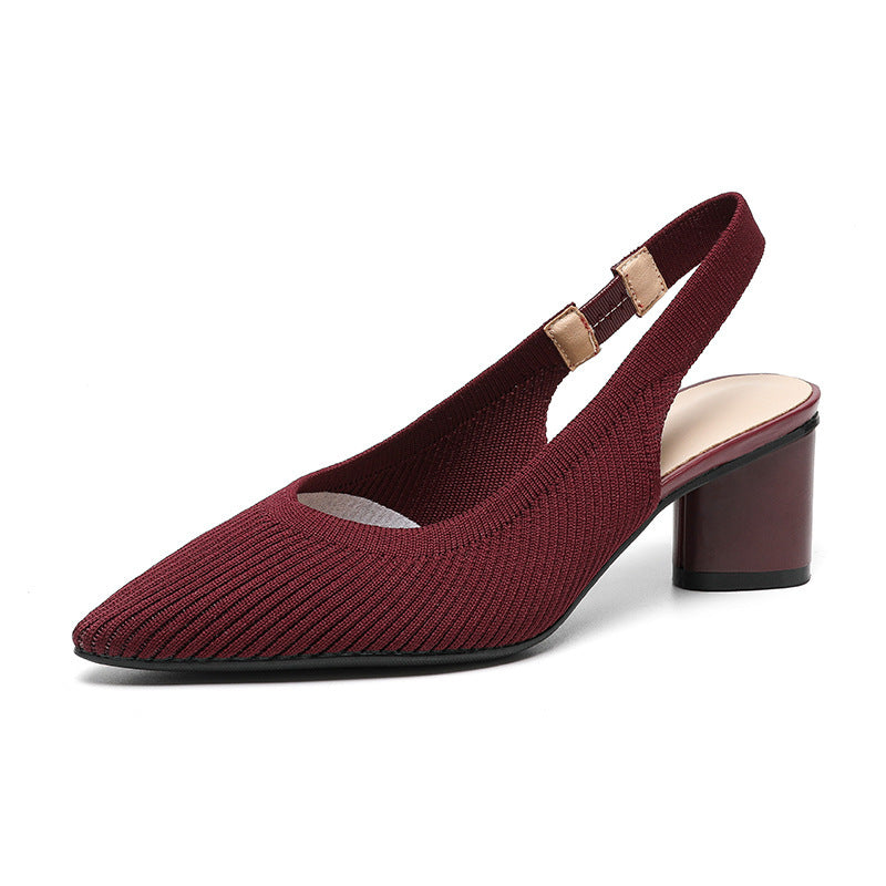 Slingback Heels – Ladies' Pumps with Pointed Toes and Low Block Heels for Elegance and Comfort