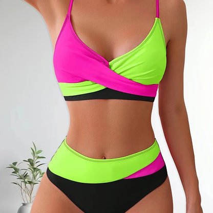 Set bikini patchwork elasticizzato e comodo da donna