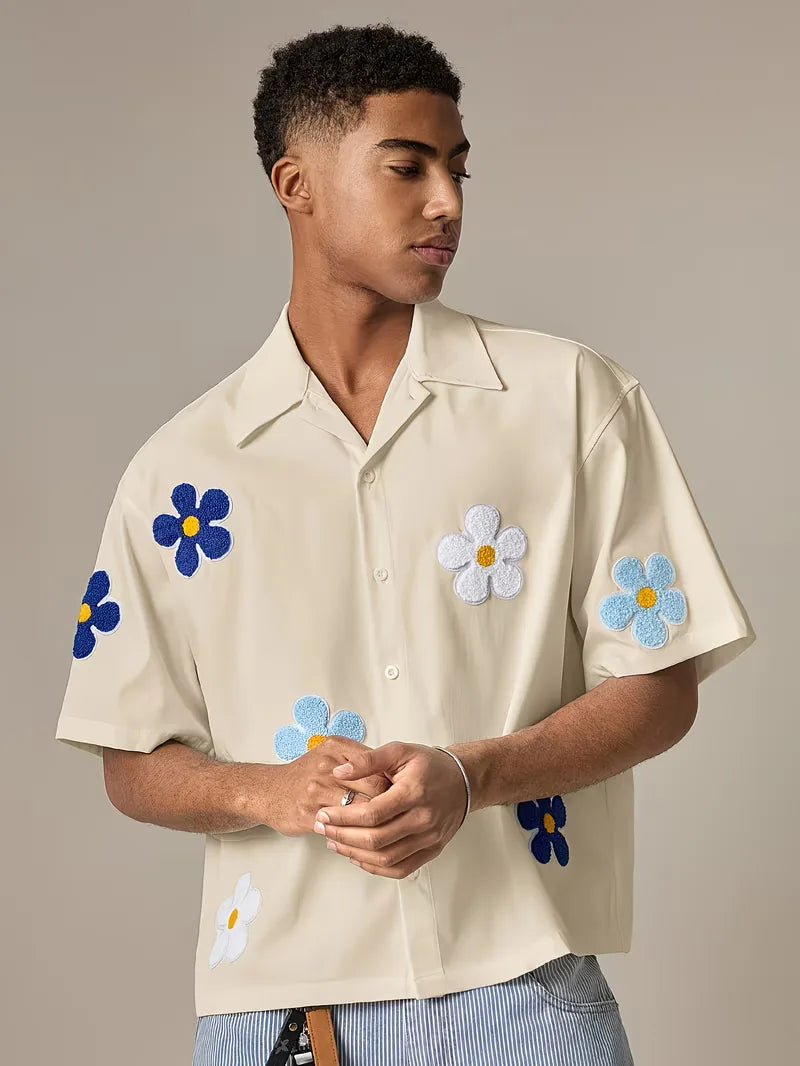 Chemise à manches courtes avec fleurs
