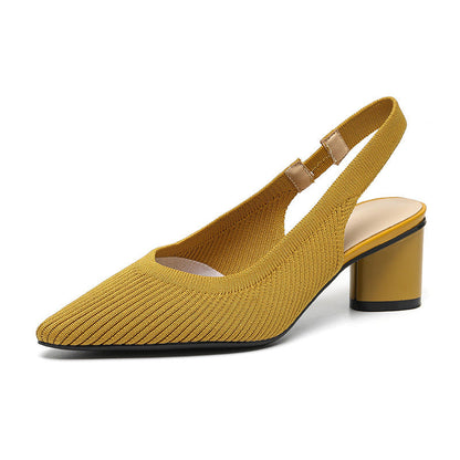 Slingback Heels – Ladies' Pumps with Pointed Toes and Low Block Heels for Elegance and Comfort