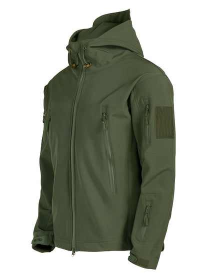 Chaqueta softshell para hombre para actividades al aire libre, con capucha y forro cálido cortavientos
