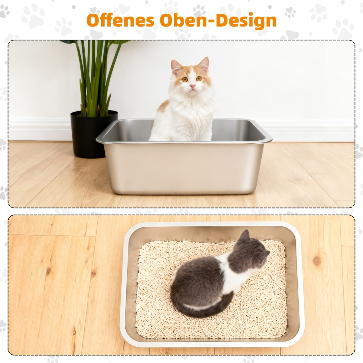 Extra Large Stainless Steel Cat Litter Tray with Low Entry – Durable and Hygienic Design