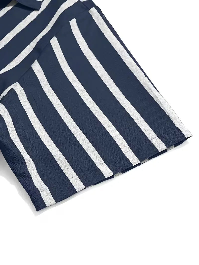 Chemise à manches courtes à rayures verticales