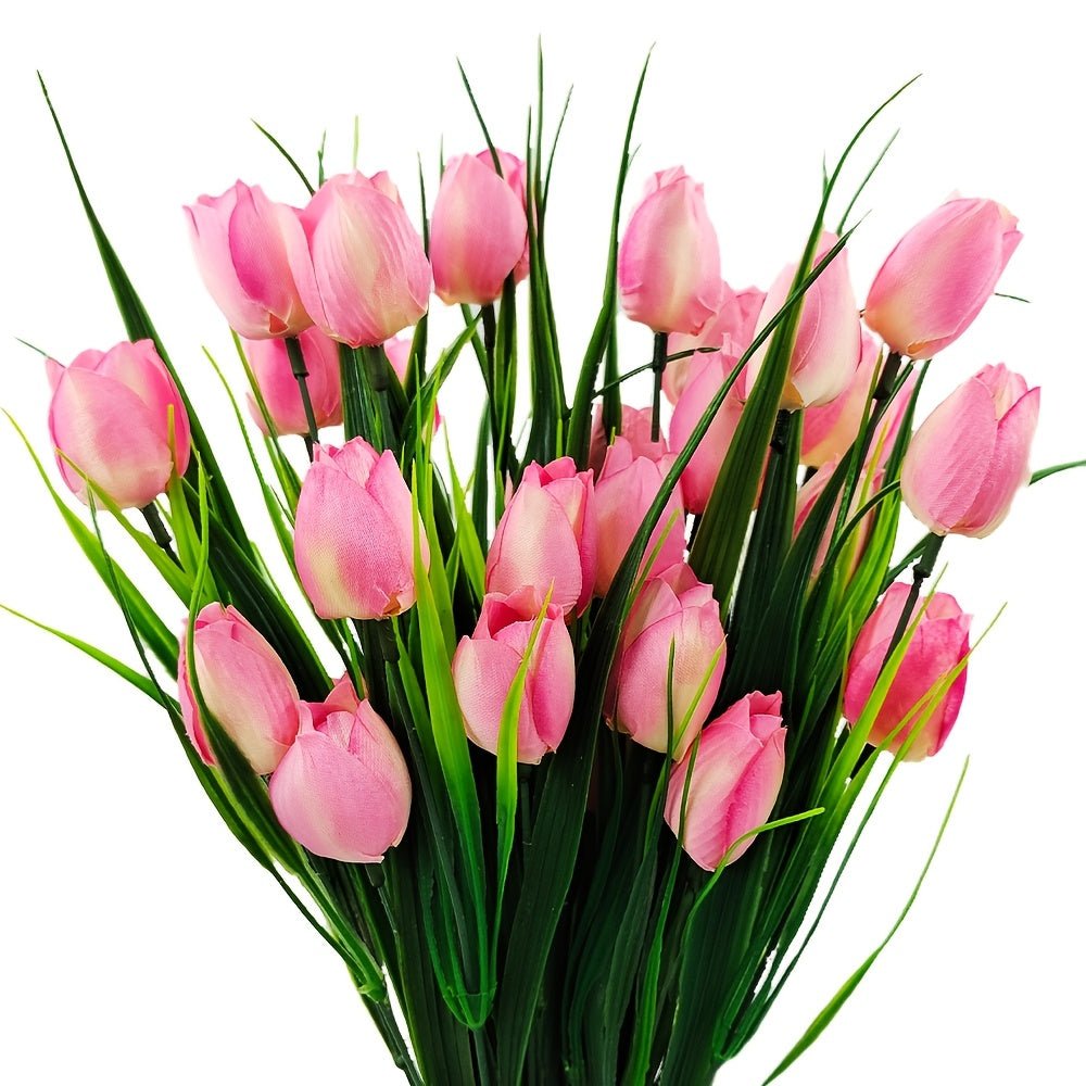 Set of 6 Bunches of Artificial Tulips – UV Resistant and Realistic for Garden and Interior Decoration
