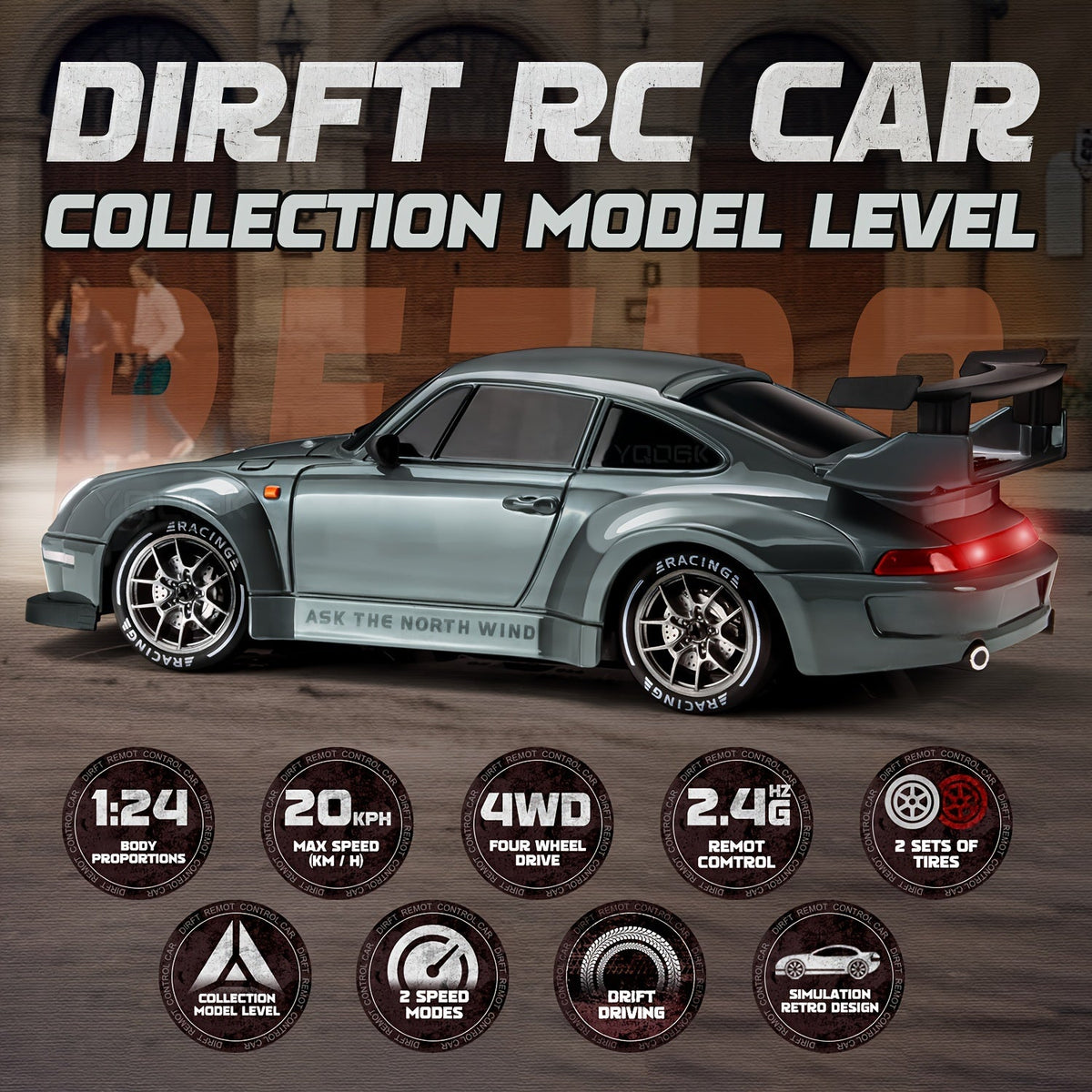 Ultimate Drift Racer 1:24 - Coche teledirigido con ruedas iluminadas