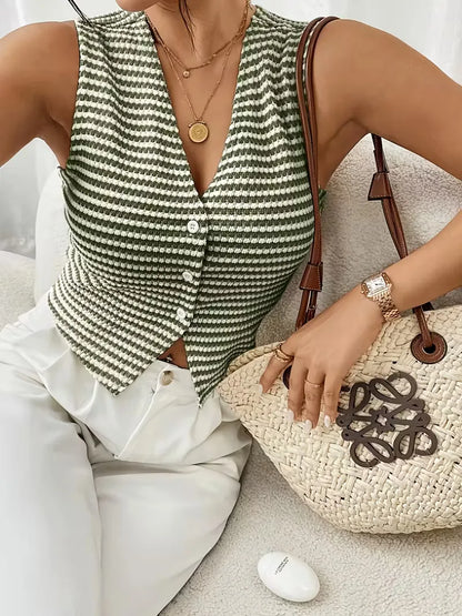 Gilet avec col en V et boutons