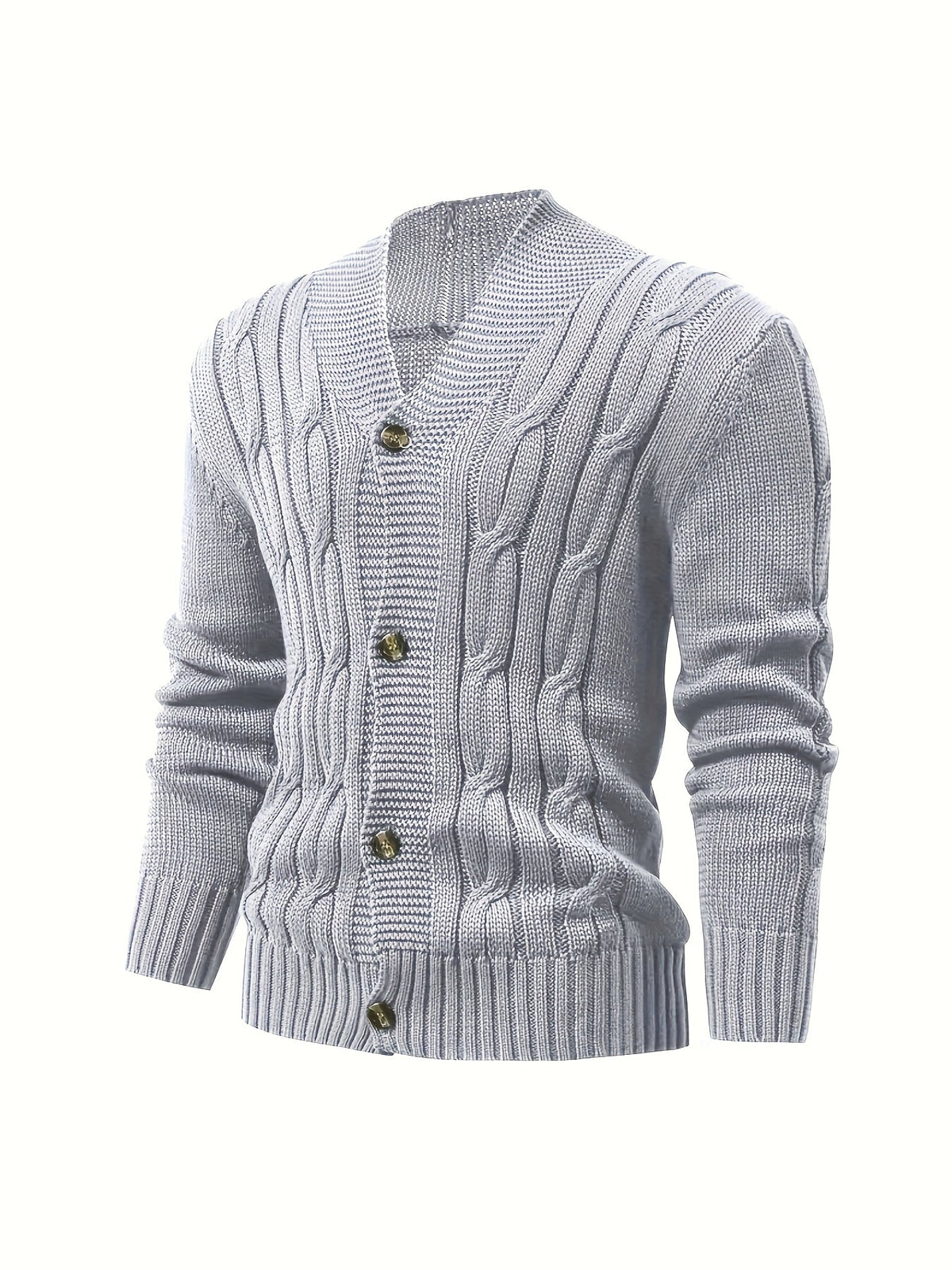 Men's Cable Knit Cardigan with V-Neck – Comfortable and Versatile