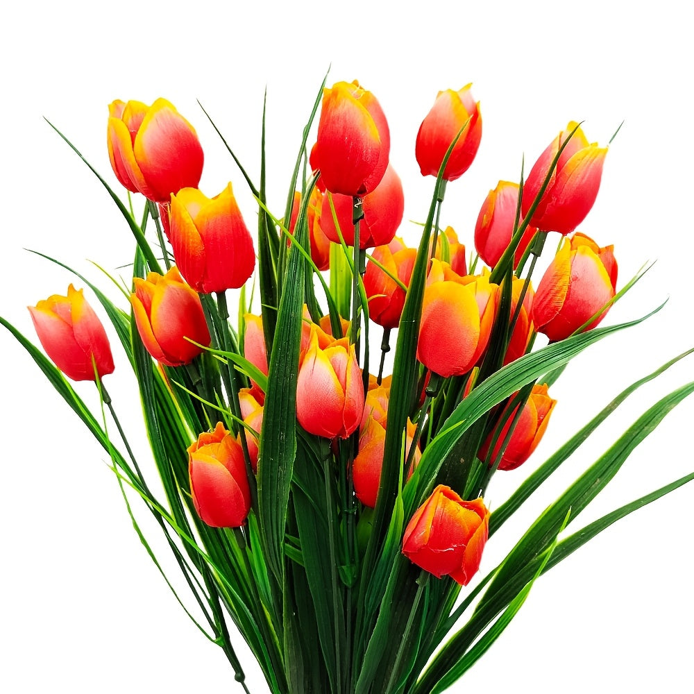 Set of 6 Bunches of Artificial Tulips – UV Resistant and Realistic for Garden and Interior Decoration