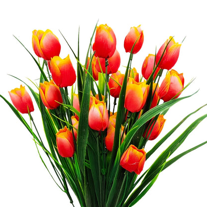 Set of 6 Bunches of Artificial Tulips – UV Resistant and Realistic for Garden and Interior Decoration