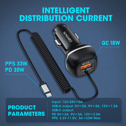 Carregador de carro USB-C de 51 W, recarregável rapidamente – para carregar vários dispositivos de forma super-rápida