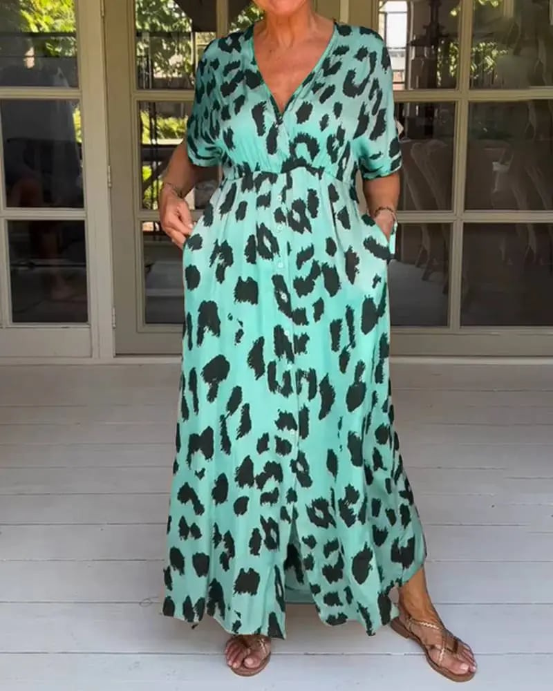 Maxi Dress with Leopard Print - Esmee