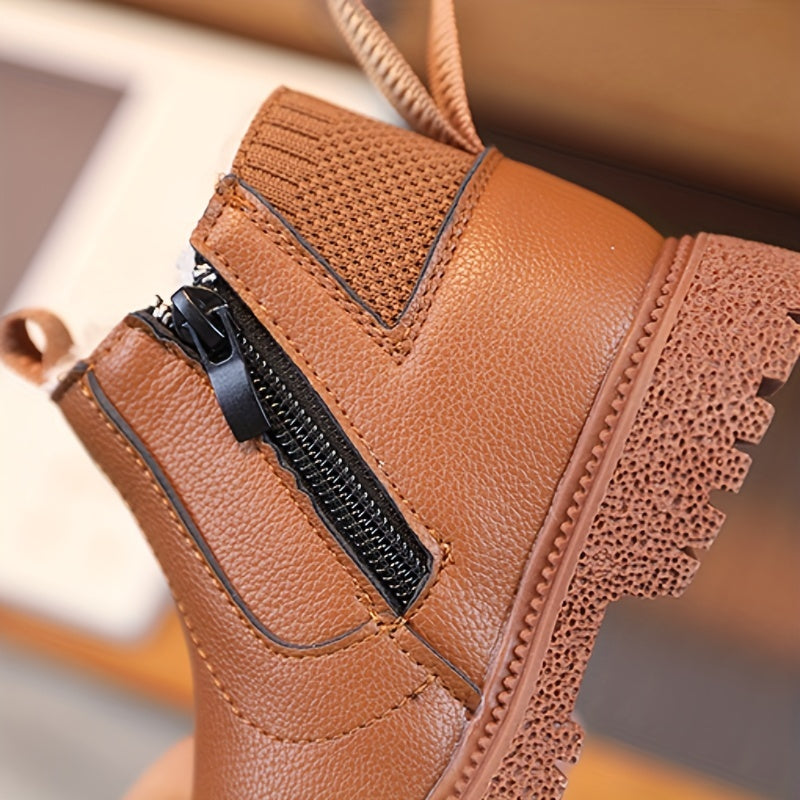 Botas modernas, suaves y cálidas, con forro de felpa y cremallera para niños - Jeo