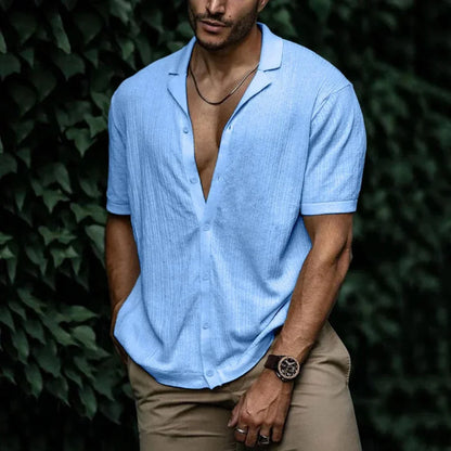 Men's Linen Summer Shirt with Button Closure