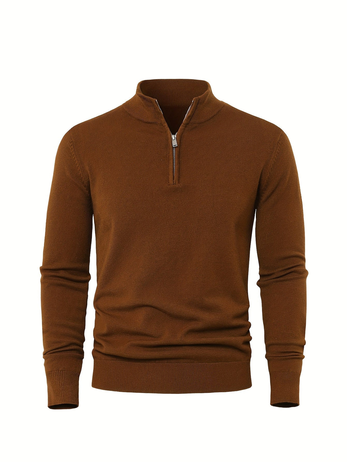 Gestrickter Herrenpullover mit Reißverschluss – warmes Modell mit Stehkragen für Herbst und Winter